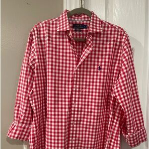 Men’s Polo red check button down shirt